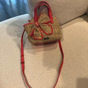 Kate Spade Belle Place Straw & Leather Purse
